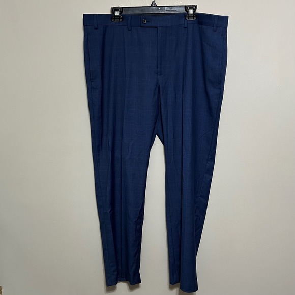 Ralph Lauren Adult Dress Pants P40Wx30L Blue Black Plaid Career Casual FlatFront - Picture 1 of 11